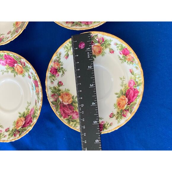 VTG Royal Albert Old Country Roses 1962 Tea Coffee Saucer Set of 4 England - Picture 12 of 16